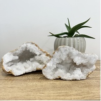 Clear Quartz Geode Pair