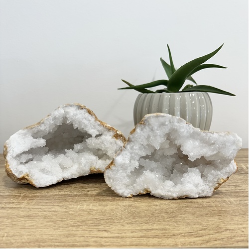 Clear Quartz Geode Pair